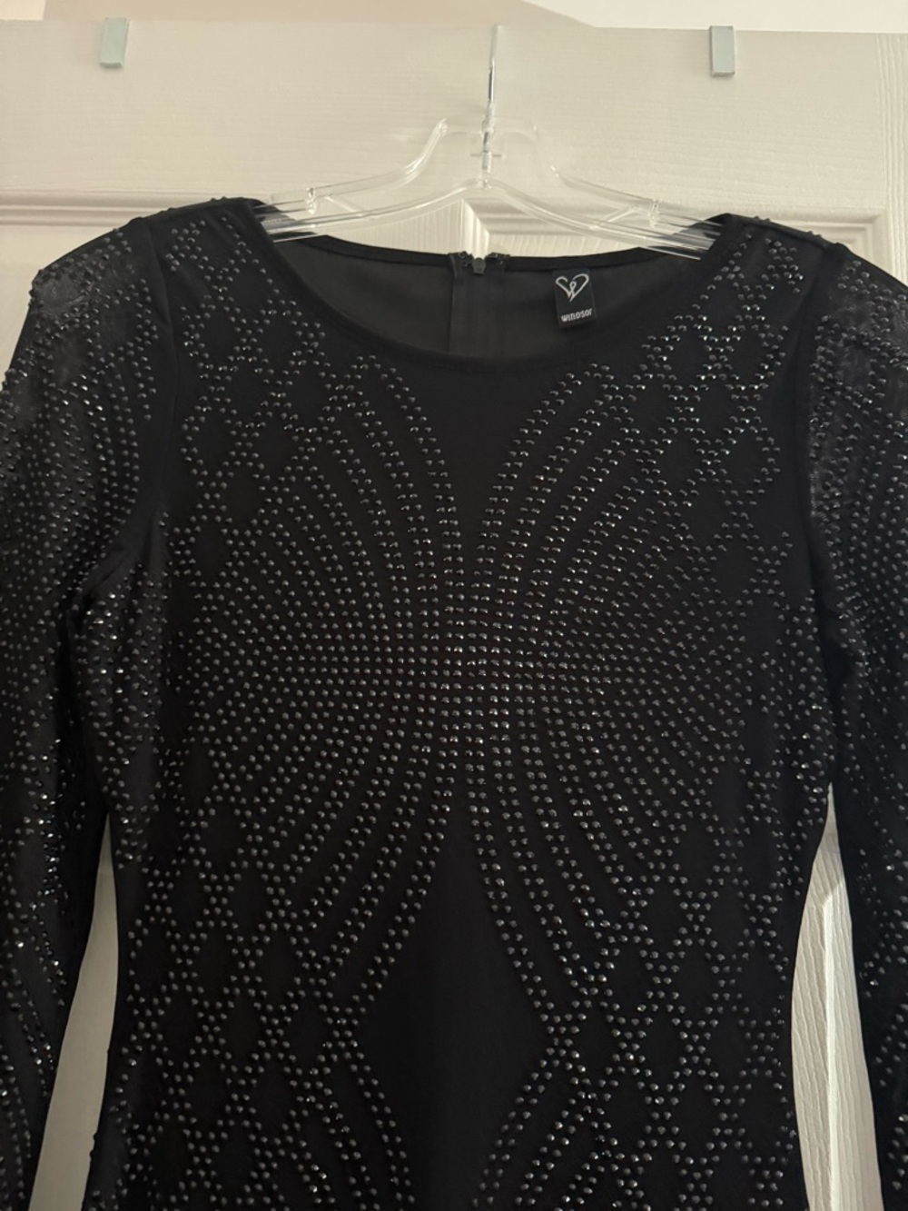 Windsor Black Long Sleeve Studded Bodycon Dress